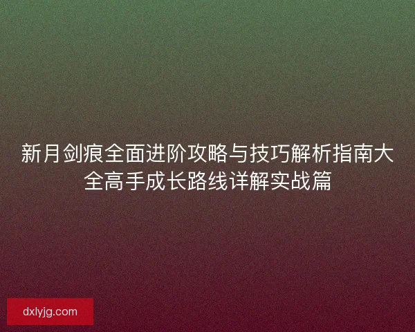 新月剑痕全面进阶攻略与技巧解析指南大全高手成长路线详解实战篇